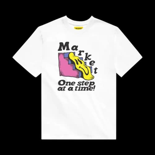 Chinatown Market Smiley One Step At A Time T-Shirt 'White'