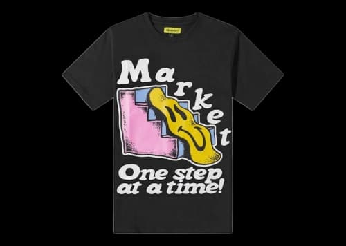 Market Smiley One Step At A Time T-Shirt Black/Multi