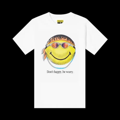 Market Smiley Don’t Happy, Be Worry Tee 'White'