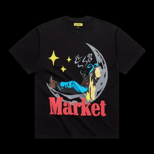 Market Man On Moon T-Shirt 'Black'
