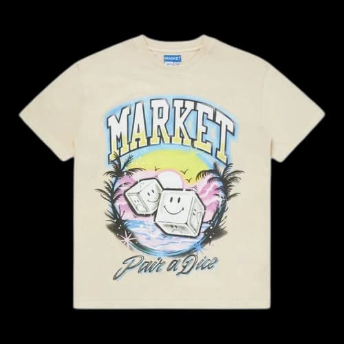 Market Smiley Pair Of Dice T-Shirt 'Ecru'