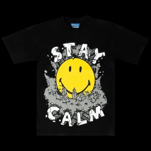 Market Smiley Stay Calm Tee 'Vintage Black'