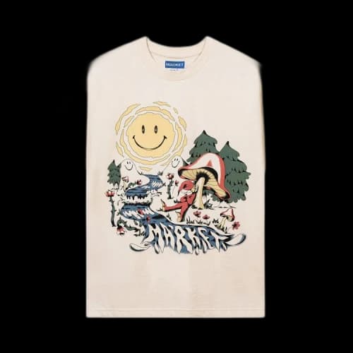 Market Smiley Quiet Time T-Shirt 'Ecru'