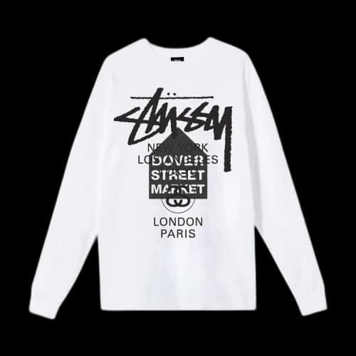 Stussy x Dover Street Market World Tour Long-Sleeve Tee 'White'