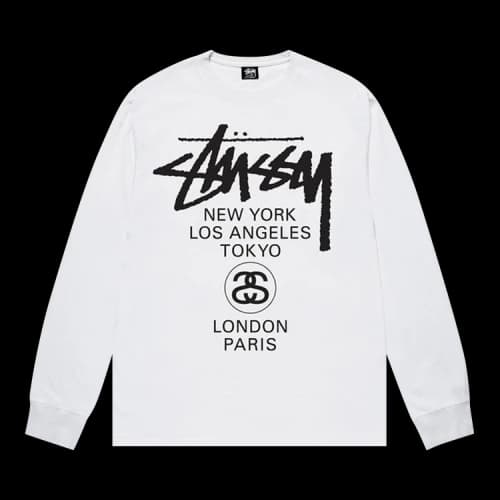 Stussy World Tour L/S Tee White