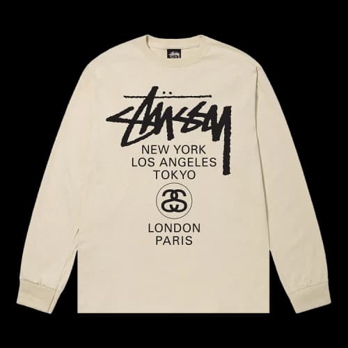 Stussy World Tour Long-Sleeve Tee 'Putty'