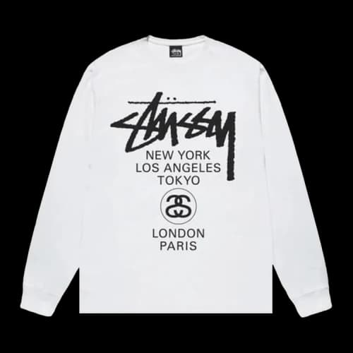 Stussy World Tour Long-Sleeve Tee 'White'