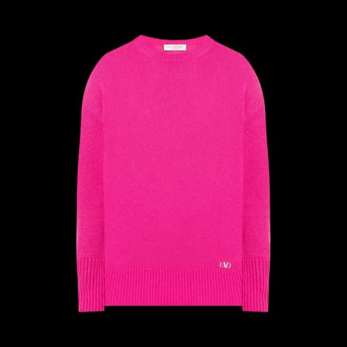 Valentino Logo Crewneck Long-Sleeve Jumper 'Pink'