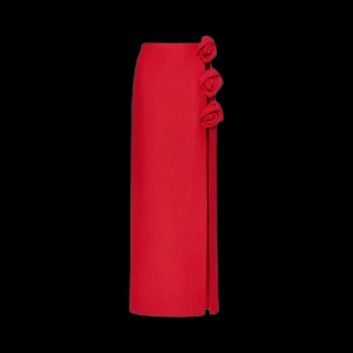 Valentino Rose Crepe Maxi Skirt 'Rosso'