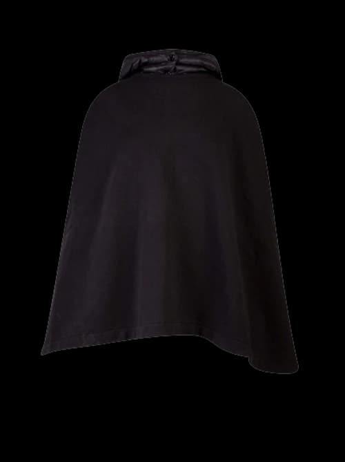 Moncler Woman Cotton Poncho with Nylon Hood Jacket Black