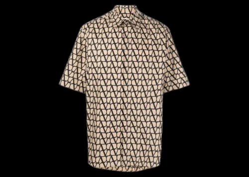 Valentino Allover Logo Shirt Beige/black