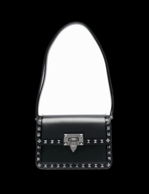 Valentino Small Rockstud Leather Shoulder Shoulder Bag Black