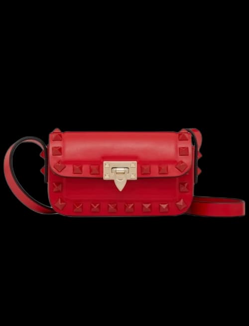Valentino Rockstud23 Smooth Calfskin Micro Shoulder Shoulder Bag Red