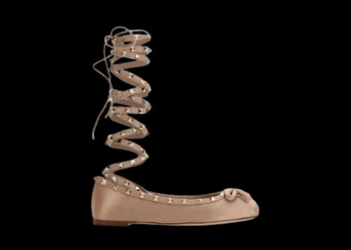 Valentino Garavani Rockstud Ballerinas Beige (Women's)