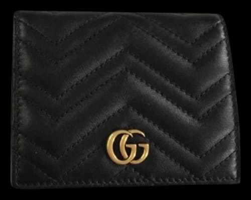 Gucci Marmont Card Case Matelasse Chevron Black