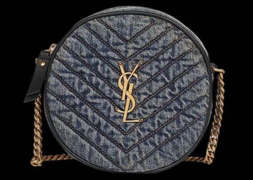 Saint Laurent Nile Round Matelassé Denim Bag Blue