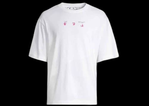 OFF-WHITE Paint Splatter Logo T-shirt White/Fuschia