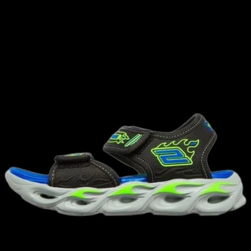 (GS) Skechers Thermo Splash Slip On Sport Light-Up Sandals 'Black Blue'