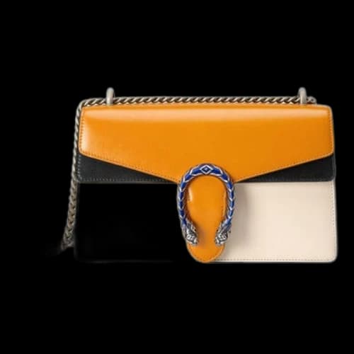 Gucci Dionysus Leather Single-Shoulder Bag Small Orange/Black/White (Women's)
