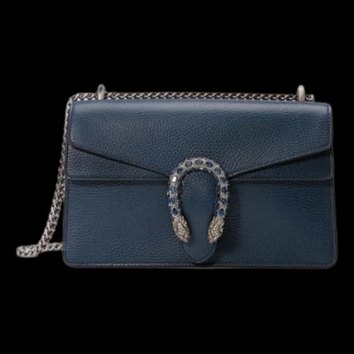 Gucci Dinoysus Tiger Head Leather Chain Shoulder Messenger Bag Small Navy Blue Classic (Women's)