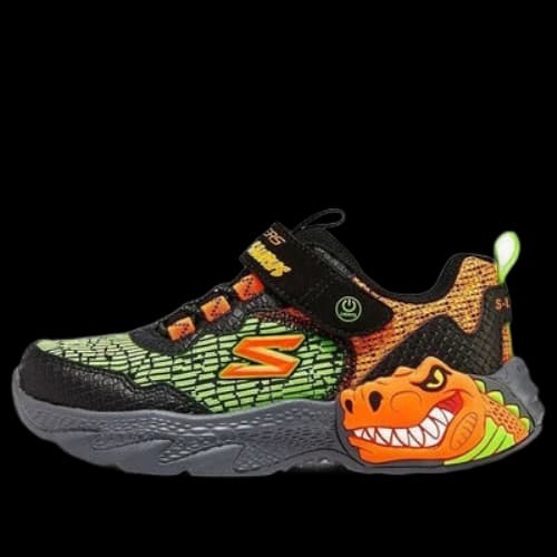 (GS) Skechers Dino-Lights Sneaker 'Green Orange Black'