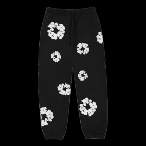 Denim Tears Cotton Wreath Logo Sweatpants 'Black White'