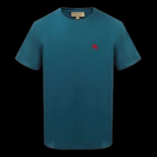 Burberry Embroidered Logo Round Neck Casual Short Sleeve Blue