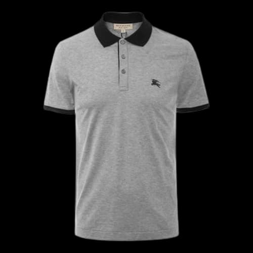 Burberry Embroidered Logo Casual Short Sleeve Polo Shirt Gray