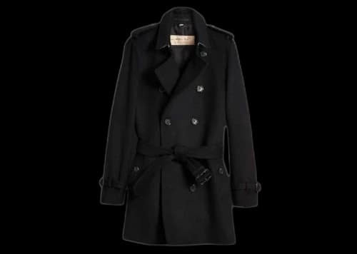 Burberry Wool Cashmere Trench Coat Black