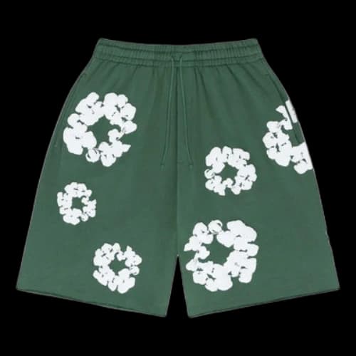 Denim Tears Cotton Wreath Logo Shorts 'Green White'