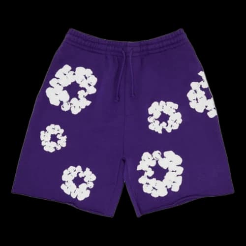 Denim Tears Cotton Wreath Logo Shorts 'Purple White'