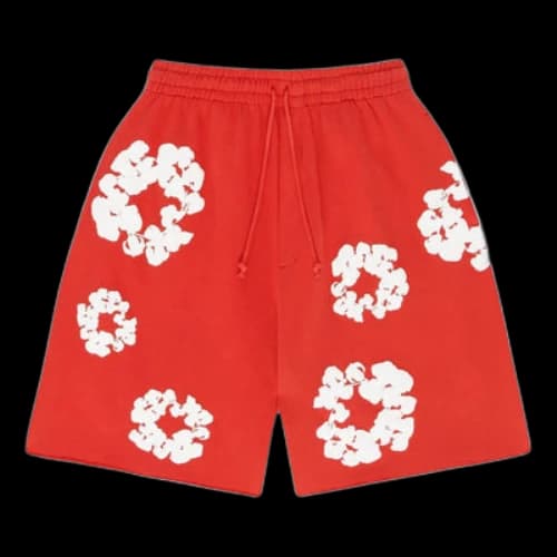 Denim Tears Cotton Wreath Logo Shorts 'Red White'