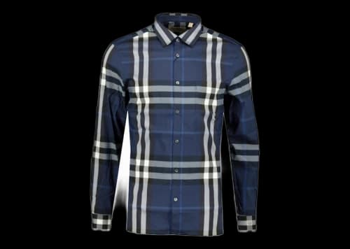 Burberry Stretch Cotton Poplin Shirt Navy White