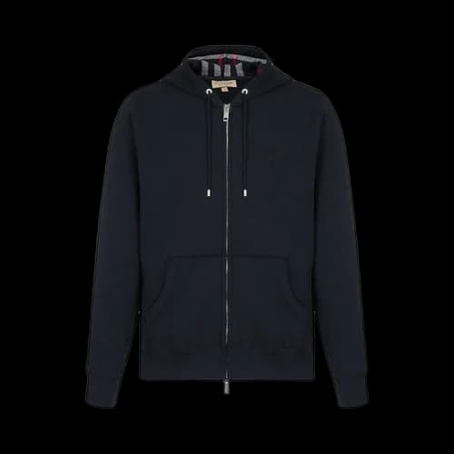 Burberry Clarendon Check Hood Zip Up Hoodie Navy