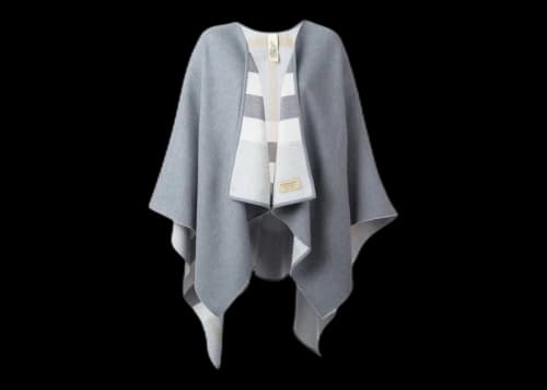 Burberry Reversible Check Merino Wool Cape Light Grey