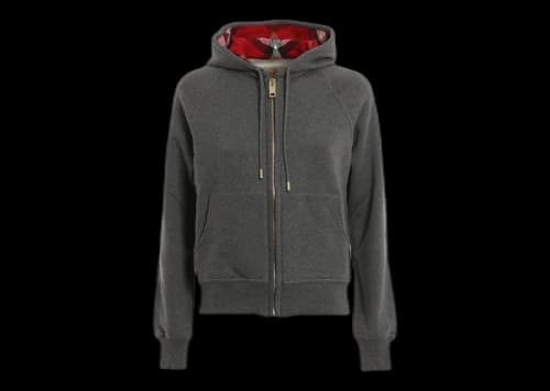 Burberry Zip-Up Hooded Sweatshirt Grey Red
