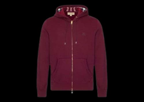 Burberry Fleece Lined Hooded Jacket Burgundy