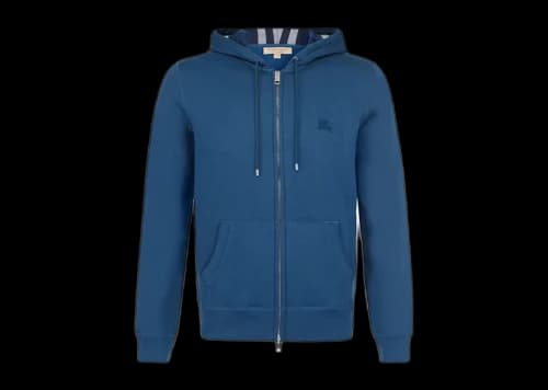 Burberry Clarendon Check Hood Zip Up Hoodie Blue