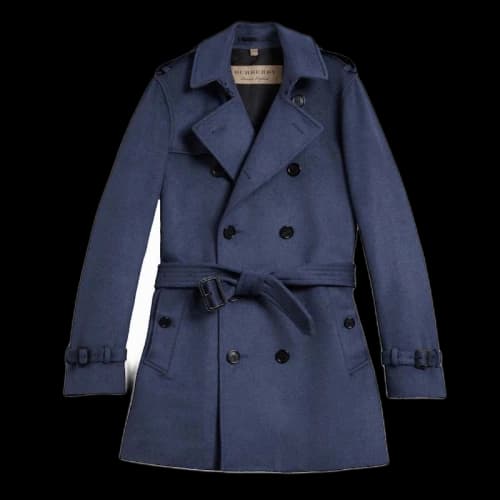 Burberry Wool Cashmere Trench Coat Blue