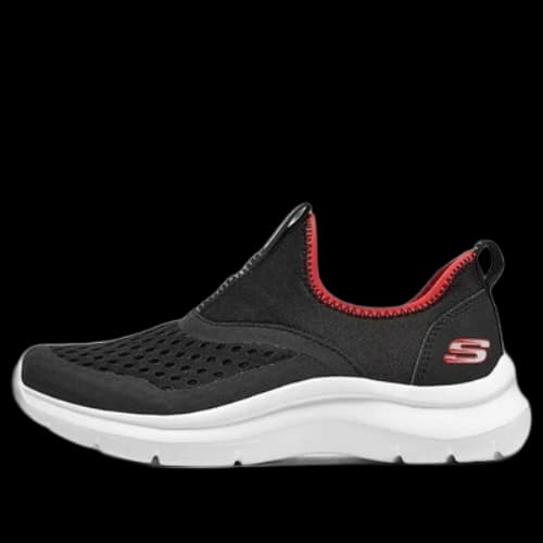 (GS) Skechers Comfy Slip On Shoes 'Black Red'