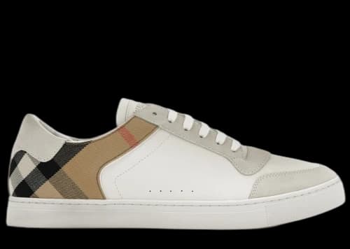 Burberry Leather Suede and House Check Sneakers Optic White