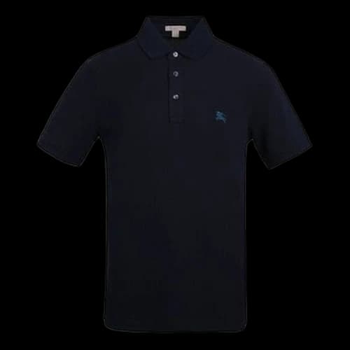 Burberry Collar Embroidered Small Label Short Sleeve Polo Shirt Navy Blue