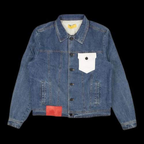 Pyer Moss Leather Pocket Denim Jacket 'Blue'