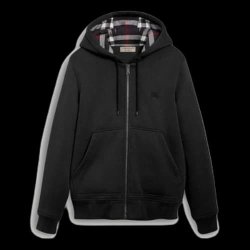 Burberry Check Plain Weave Zipper GS Black