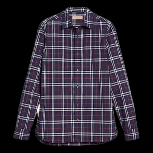 Burberry Plaid Long Sleeves Shirt Navy Blue