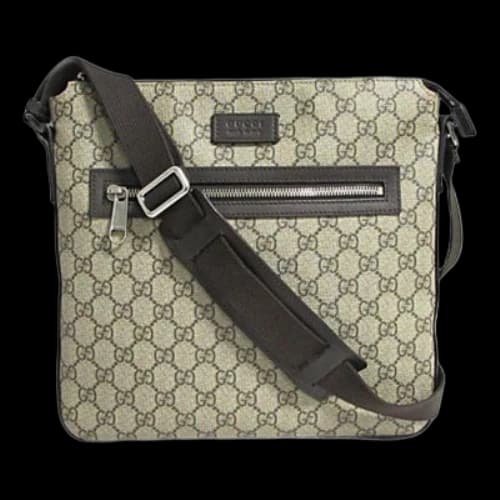 Gucci Logo Canvas Shoulder Messenger Bag Ebony / Brown