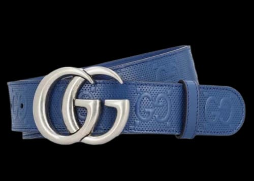 Gucci GG Marmont Wide Belt Navy/Silver