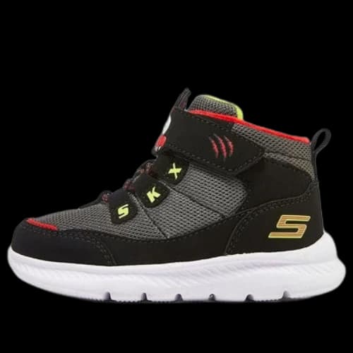 (GS) Skechers Microspec Zovox Blended Velcro Shoes 'Black Grey Red'