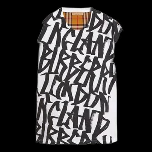 Burberry Graffiti Print Vintage Plaid White