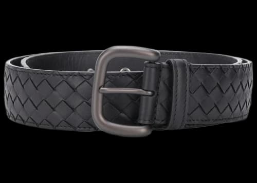 Bottega Veneta Hand Woven Soft Nappa Leather Belt Black
